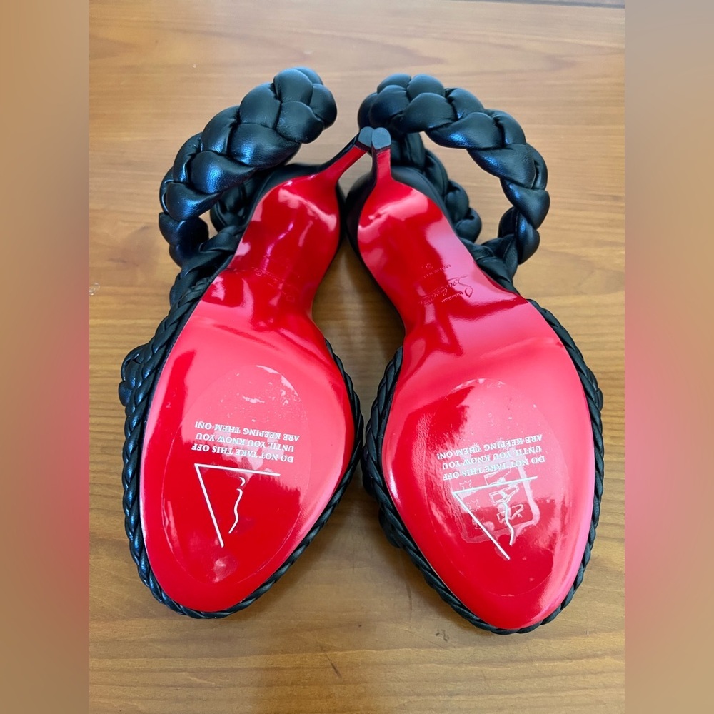 NIB Christian Louboutin X Idris Elba Fatima 120 MM Leather Strap Sandals Size 37 - Picture 8 of 10